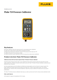 Thumbnail of document Data Sheet - 719 Pressure Calibrator